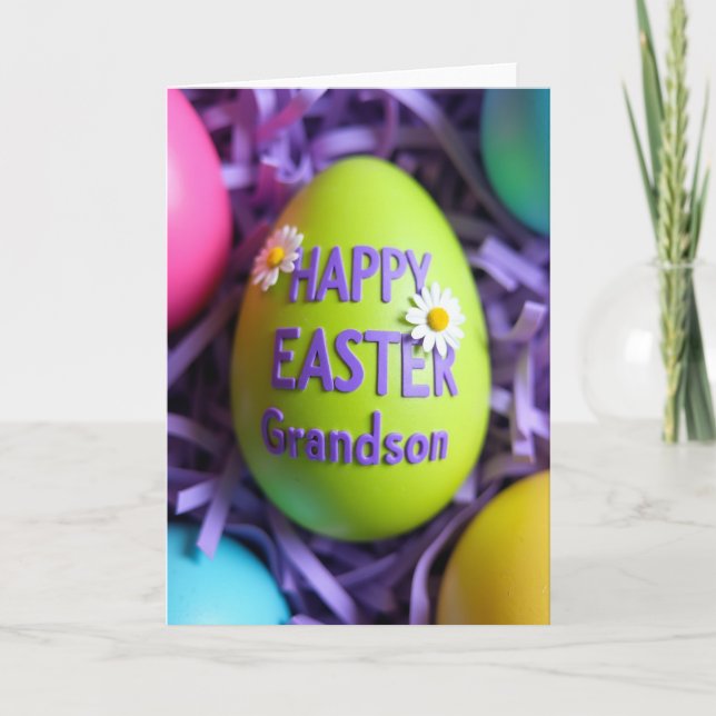 Green Easter Grandson Card (Front)