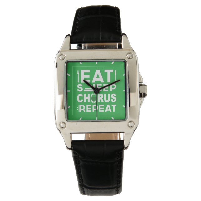 Green Eat Sleep Chorus Repeat Block Watch (Front)