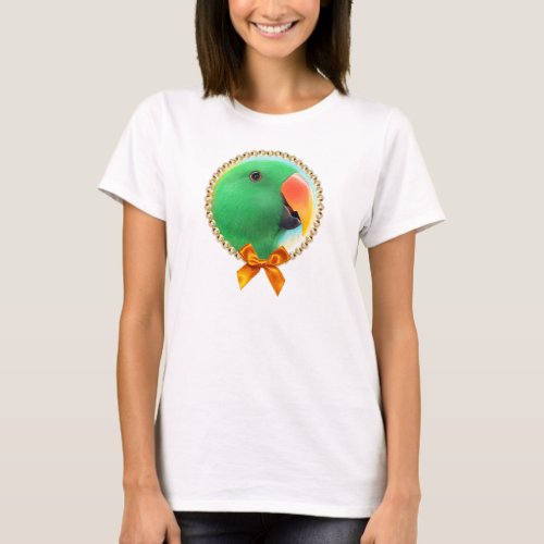 Green eclectus parrot realistic painting T_Shirt