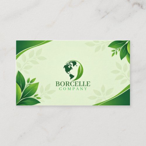 Green Eco Business Card | Modern Globe Leaf Nature