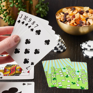 Green Eco City Skyline with Floating Leaves Poker Cards