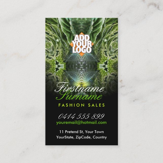 Green Eco Fantasy Art Business Cards (Front)