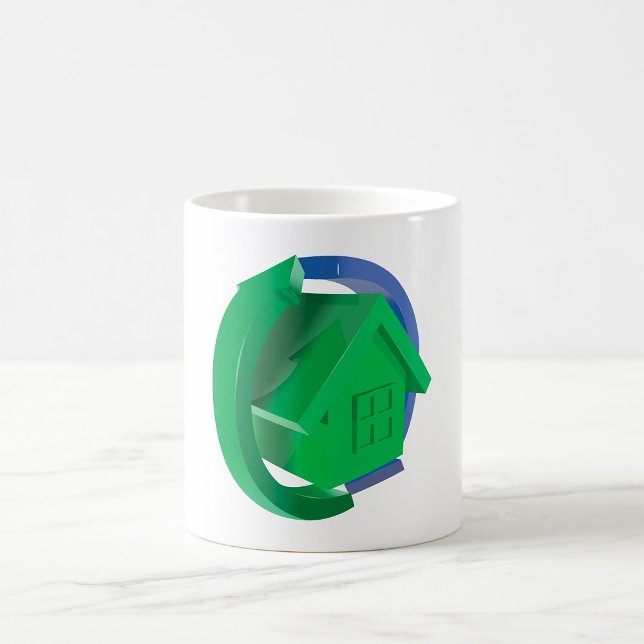 Green Eco House with Circular Arrows Coffee Mug (Creator Uploaded)