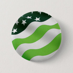 Green (ecology) flag pinback button