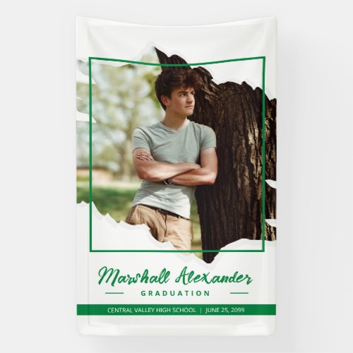 Green Edgy Abstract Torn Photo Graduation Banner