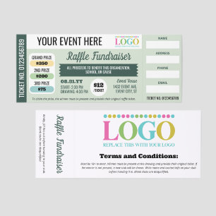 Green Editable Event Fundraiser Charity Raffle Tickets