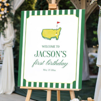 Green Editable Golf Birthday Welcome Sign Template