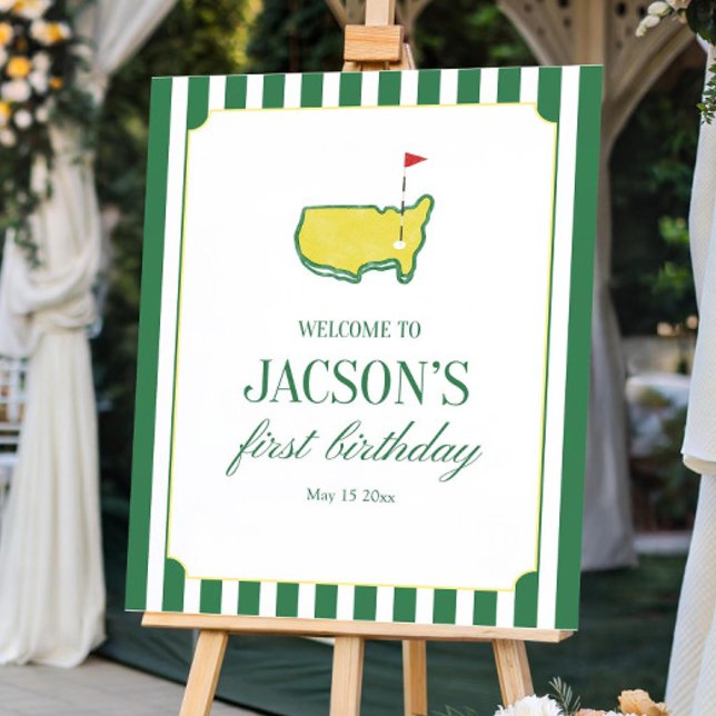 Green Editable Golf Birthday Welcome Sign Template (Creator Uploaded)