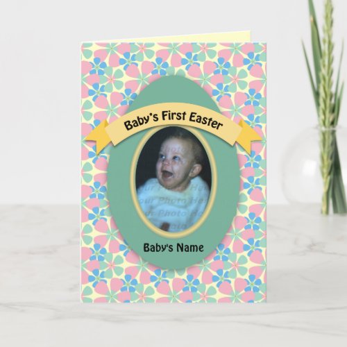 Green Egg Babys First Easter Photo Frame Holiday Card