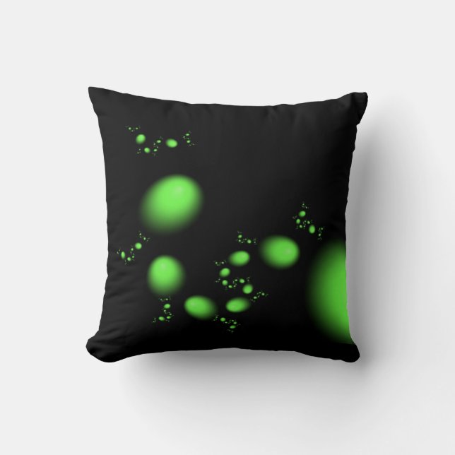 Green Eggs and Black Fractal Square Throw Pillow (Front)