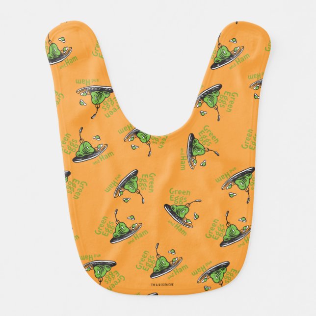 Green Eggs and Ham Pattern Baby Bib (Front)