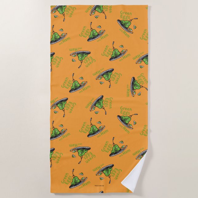 Green Eggs and Ham Pattern Beach Towel (Front)