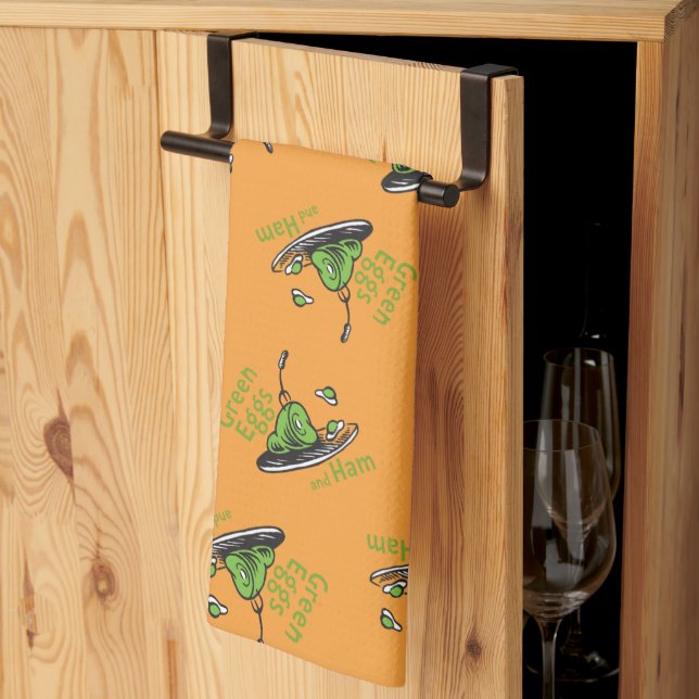 Green Eggs and Ham Pattern Kitchen Towel (Thirds Fold)