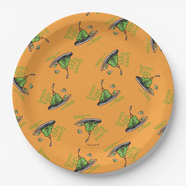 Green Eggs and Ham Pattern Paper Plates (Front)