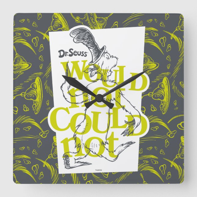 Green Eggs and Ham | Would Not Could Not Square Wall Clock (Front)