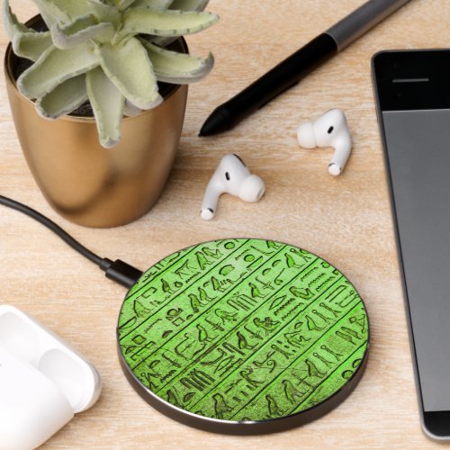 Green Egyptian Hieroglyphs Wireless Charger