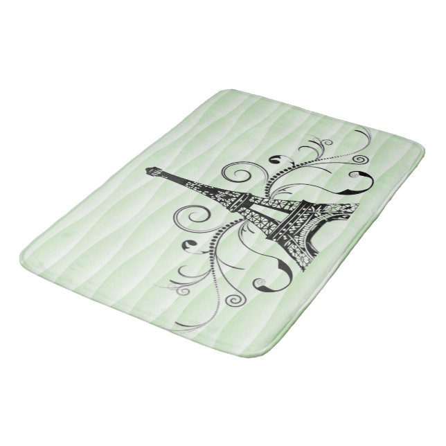 Green Eiffel Towel Flourish Bath Mat (Angled)