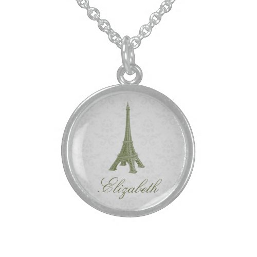 Green Eiffel Tower Damask Necklace
