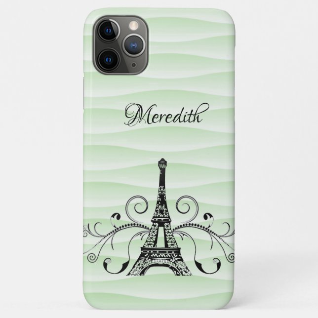 Green Eiffel Tower Flourish Case-Mate iPhone Case (Back)
