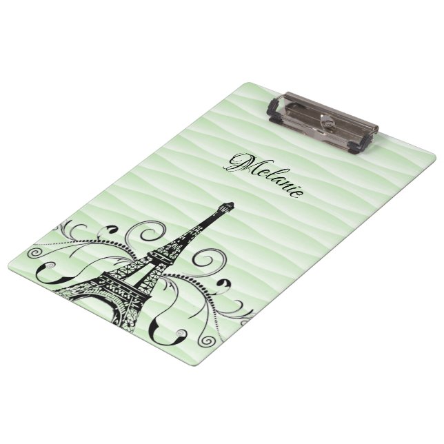 Green Eiffel Tower Flourish Clipboard (Angled)
