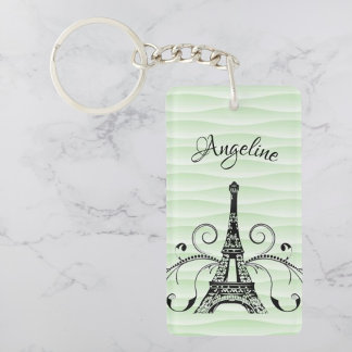 Green Eiffel Tower Flourish Keychain