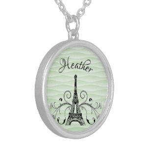Green Eiffel Tower Flourish Necklace