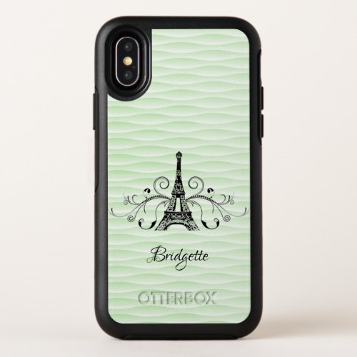 Green Eiffel Tower Flourish OtterBox iPhone Case