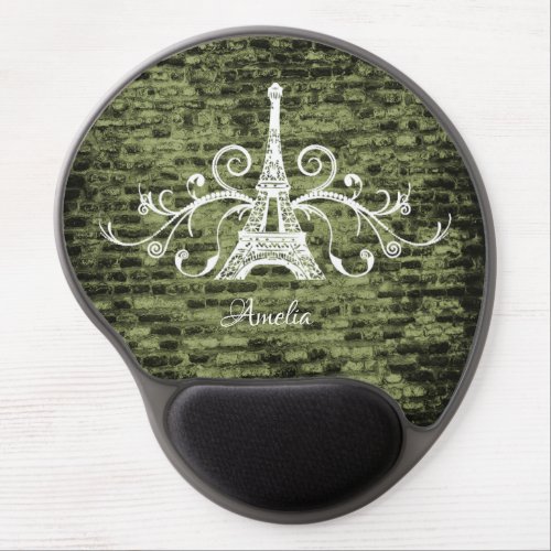 Green Eiffel Tower Grunge Gel Mouse Pad