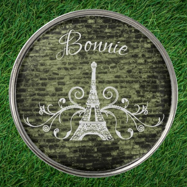 Green Eiffel Tower Grunge Golf Ball Marker (Green Eiffel Tower Grunge Golf Ball Marker)