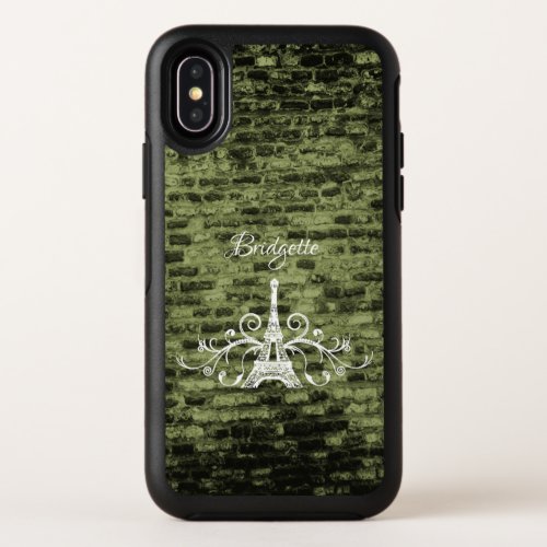 Green Eiffel Tower Grunge OtterBox iPhone Case