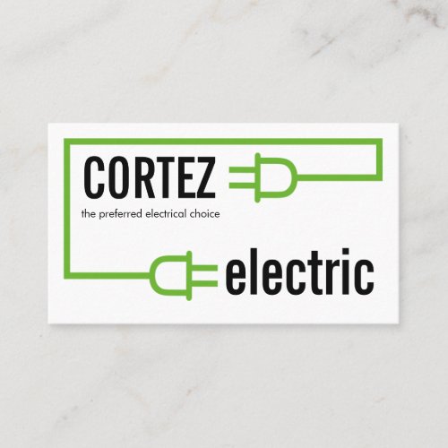 Green Electric Bulb Plug Circuit Business Card