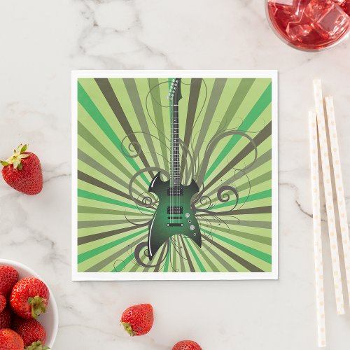 Green Electric Guitar Napkins