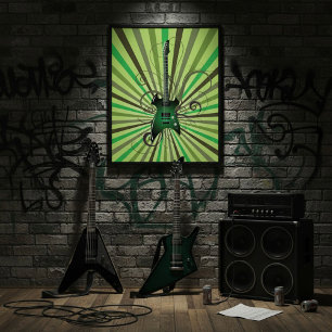 Green Electric Guitar Poster