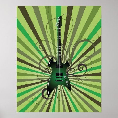 Green Electric Guitar Poster