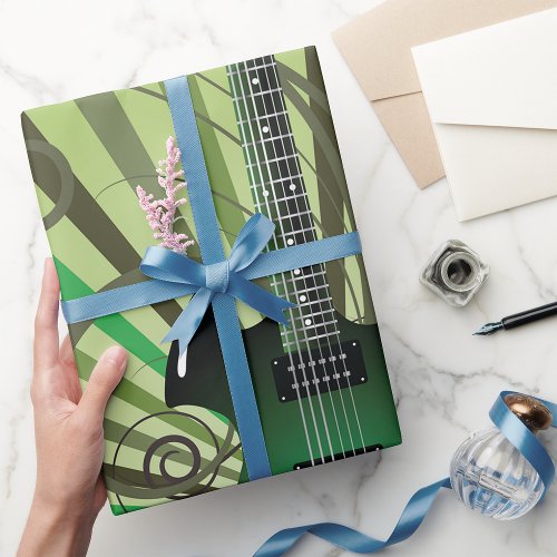 Green Electric Guitar Wrapping Paper