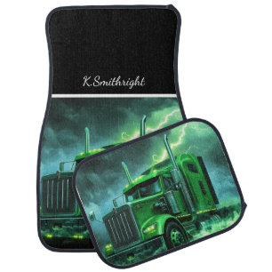 Green Electric Truck Thunderstorm Car Floor Mat