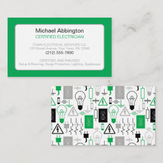 Green Electrical Electrician Business Card