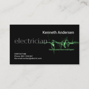 Green Electrical Lightning Strike Electrician Business Card