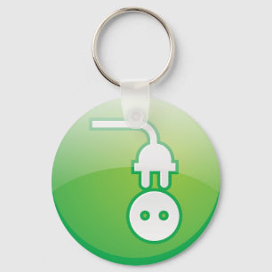 Green Electrical Plug Icon Keychain
