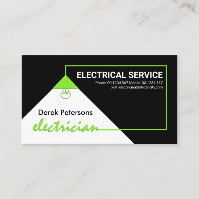 Green Electrical Power Circuit Electrician Service Business Card (Front)