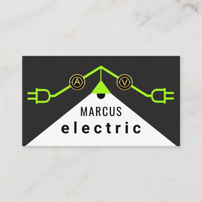 Green Electrical Rooftop Wiring Frame Business Card (Front)