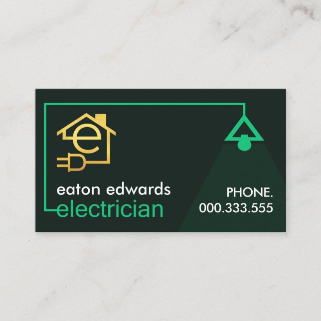 Green Electrician Lampshade Circuit Business Card (Front)