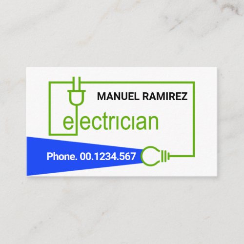Green Electrician Wiring Blue Beam Business Card