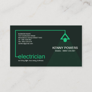 Green Electrician's Power Cable Bright Lampshade Business Card