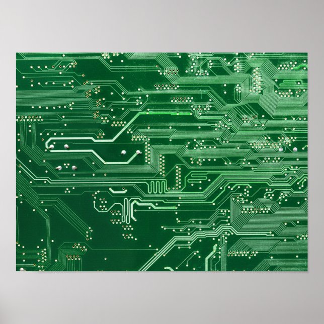 green electronic circuit board computer pattern poster (Front)
