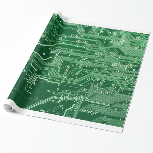 green electronic circuit board computer pattern wrapping paper
