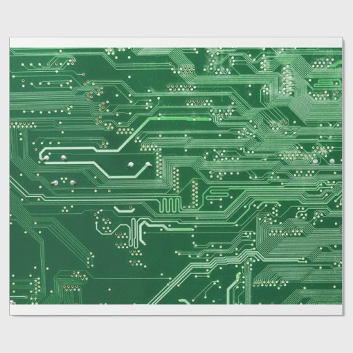 green electronic circuit board computer pattern wrapping paper Zazzle