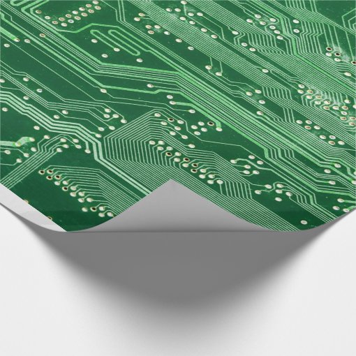 green electronic circuit board computer pattern wrapping paper Zazzle