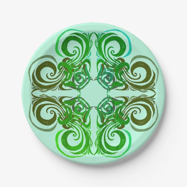 Green Elegance  Paper Plates (Front)
