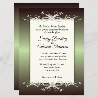 Green Elegance Traditional Wedding Invitation